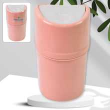 Mini Dustbin with lid on a clean wooden desk, ready for small waste.
