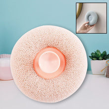 VelvaBloom flower bath sponge with a suction cup, ready for use.
