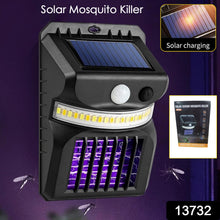 Close-up of the solar panel on the outdoor mosquito zapper lamp.
