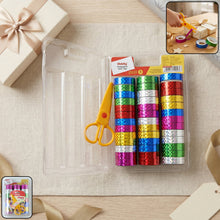 Holographic decorative tape set with scissors and multiple colorful rolls
