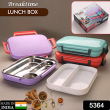 Organised steel compartments of the tiffin box, ready for packing diverse Indian meals.