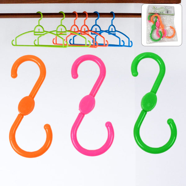 Set of 3 plastic S hooks hanging kitchen and closet items