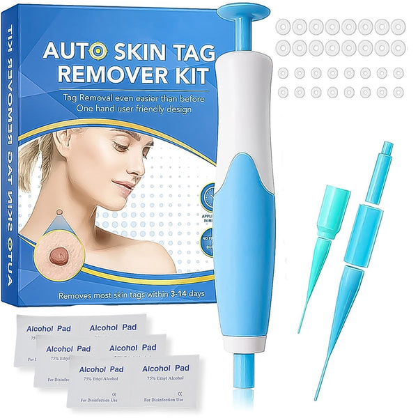 Arrive Kit Skin Tag Remover Kit components neatly displayed with packaging for at-home use.