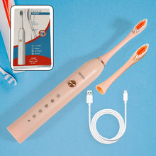 Front view of the BrushedUp Electric Toothbrush highlighting its ergonomic handle.