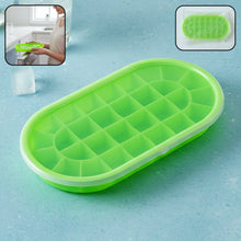 Oval silicone ice cube tray with lid for easy, odor-free freezing