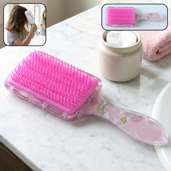 Cute printed kids hairbrush with soft bristles for gentle detangling