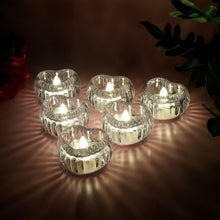 Set of 6 LED crystal tealight flameless candles in elegant holders
