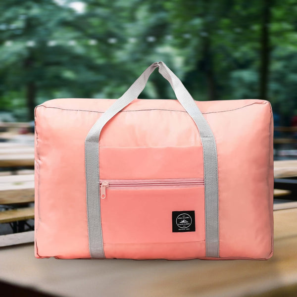 Large Foldable Travel Bag in blue, unfolded and ready for packing.