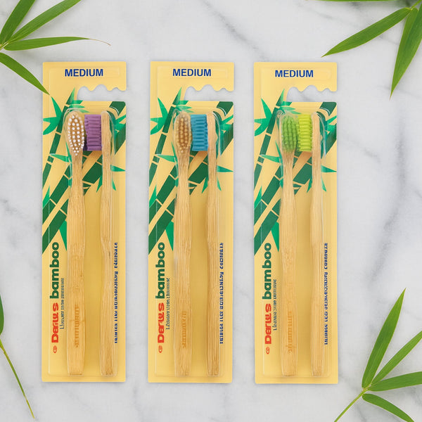 Bamboo toothbrush with medium bristles for sustainable oral care