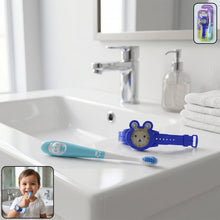 Kids toothbrush with cartoon watch toy in colorful design