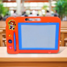 The magnetic writing slate with its attached pen, showcasing its compact design.
