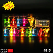 Battery operated Happy Birthday LED string lights with bright colourful letters