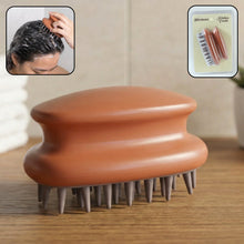 Manual scalp massage shampoo brush with soft flexible bristles for gentle hair care