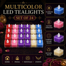 LED Tealight Candles – Set of 24 Multi-Color Flameless Lights