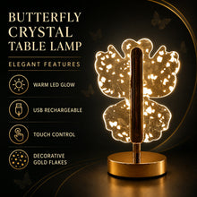 Detailed features of the golden butterfly accent LED table lamp.