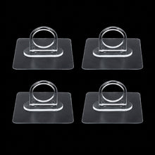 Adhesive plastic wall hook 4-piece set mounted on wall for home organisation