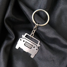 Metal Jeep shape keychain with polished stainless steel finish
