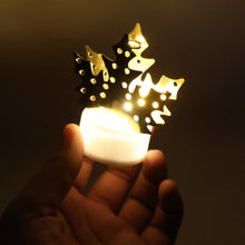 LED diya lamp in elegant gold leaf design perfect for pooja and festive use