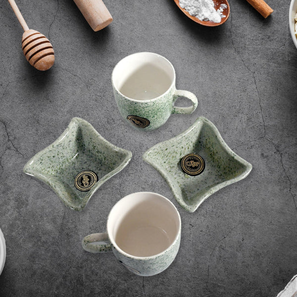 Ceramic Tea / cups / Mug Set Including Snacks (4 Pcs set)