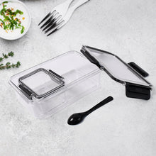 Transparent fresh food boxes twin set with sealed lock lids and spoon
