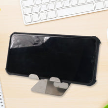 Side angle view of mobile and tablet stand holder showcasing sleek design