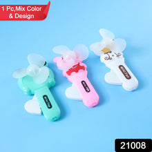Close-up of portable cartoon mini fan for easy manual use