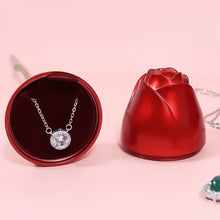 Metal couple jewelry box with a red rose, great for wedding or proposal gifts.