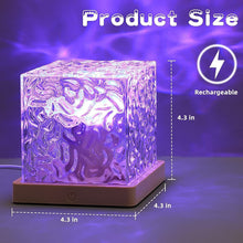 Close-up of the LED Crystal Lamp projecting colourful ocean waves on a surface.