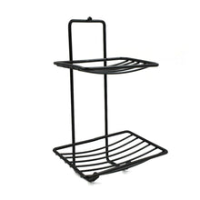Elegant 2-tier stainless steel soap rack, perfect for bathroom organization.