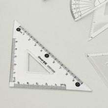 Angle measurement protractor from 4-piece transparent geometry set