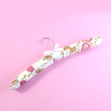Premium padded floral clothes hanger with satin cover and chrome hook