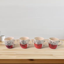 Top view of ceramic cups and glass bowls in 9-piece set