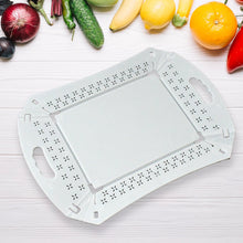 Close-up view of the sturdy handle and smooth surface of the foldable serving tray.