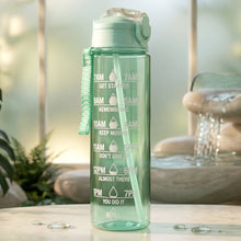 Motivational water bottle with carrying strap for easy portability