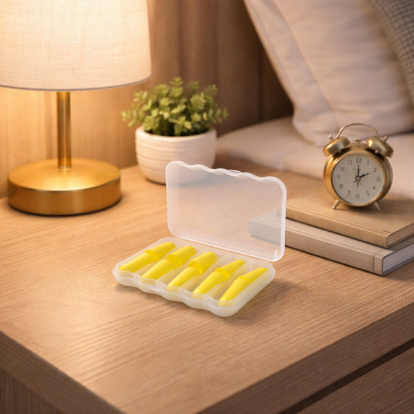 Foam ear plugs providing gentle noise reduction with storage case