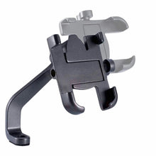 Side profile of the 360-degree rotating phone holder attached to a scooty.