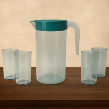Crystal Premium Jug set with spill-proof lid and 4 matching glasses for home use