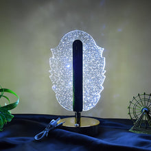 LED Feather Shape Crystal Table Lamp highlighting its intricate design and soft light.