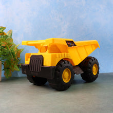 Toy dump truck vehicle designed for toddlers with safety-rounded edges