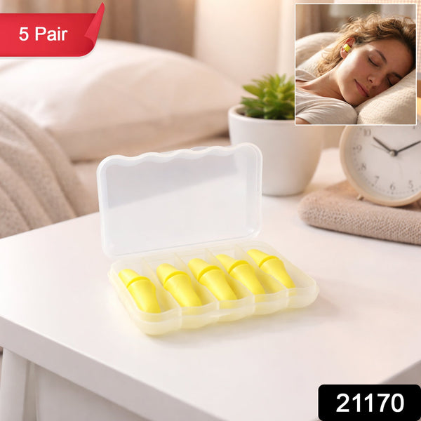 Set of foam ear plugs placed together in storage case
