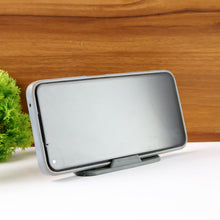 Close-up detail of the stable grey pyramid mobile stand