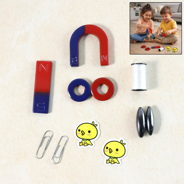 Kids educational magnet play toy set components arranged for hands-on STEM learning