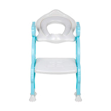 Step stool potty seat for toddlers with built-in ladder, viewed from the side.