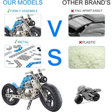 Clear, step-by-step instruction manual guiding the assembly of the metal bike model.