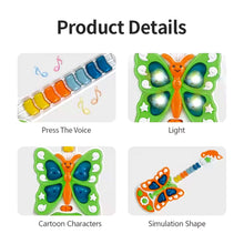 Back view of the butterfly musical toy, highlighting its compact size.