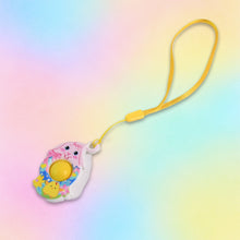 Close up of relaxing silicone pop bubble on chick-shaped fidget toy