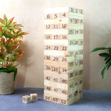 Natural wooden tumbling tower game pieces with smooth finish