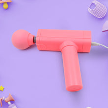 Compact view of the portable massage gun, ideal for travel and easy storage.