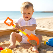 Brightly colored plastic beach spade designed for kids' outdoor play
