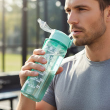 Detailed view of clear time markers on motivational water bottle